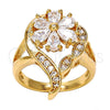 Anillo Multi Piedra 01.210.0010.08 Oro Laminado, Diseño de Flor y Gota, con Blanca Zirconia Cubica, Pulido, Tono Dorado (Size 8)