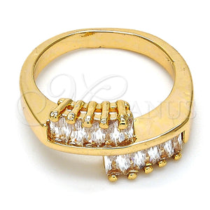 Anillo Multi Piedra 01.210.0025.07 Oro Laminado, con Blanca Zirconia Cubica, Pulido, Tono Dorado (Size 7)