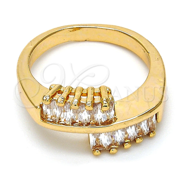 Anillo Multi Piedra 01.210.0025.07 Oro Laminado, con Blanca Zirconia Cubica, Pulido, Tono Dorado (Size 7)
