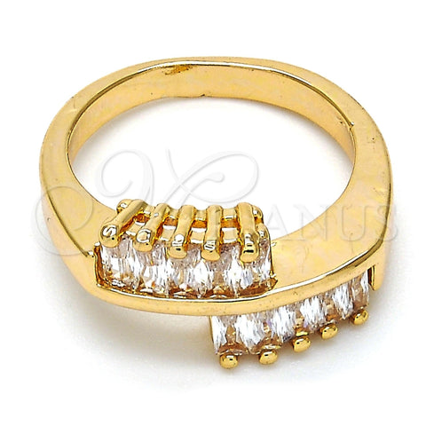 Anillo Multi Piedra 01.210.0025.09 Oro Laminado, con Blanca Zirconia Cubica, Pulido, Tono Dorado (Size 9)