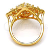 Anillo Multi Piedra 01.210.0027.08 Oro Laminado, con Blanca Zirconia Cubica, Pulido, Tono Dorado (Size 8)