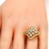 Anillo Multi Piedra 01.210.0027.09 Oro Laminado, con Blanca Zirconia Cubica, Pulido, Tono Dorado (Size 9)