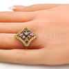 Anillo Multi Piedra 01.210.0027.1.07 Oro Laminado, con Multicolor Zirconia Cubica, Pulido, Tono Dorado (Size 7)