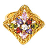 Anillo Multi Piedra 01.210.0027.1.07 Oro Laminado, con Multicolor Zirconia Cubica, Pulido, Tono Dorado (Size 7)