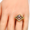 Anillo Multi Piedra 01.210.0027.1.09 Oro Laminado, con Multicolor Zirconia Cubica, Pulido, Tono Dorado (Size 9)