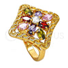 Anillo Multi Piedra 01.210.0027.1.09 Oro Laminado, con Multicolor Zirconia Cubica, Pulido, Tono Dorado (Size 9)