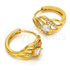 Argolla Pequeña 02.237.0012.15 Oro Laminado, con Blanca Zirconia Cubica, Pulido, Tono Dorado