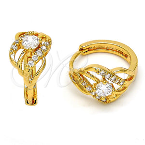 Argolla Pequeña 02.237.0012.15 Oro Laminado, con Blanca Zirconia Cubica, Pulido, Tono Dorado