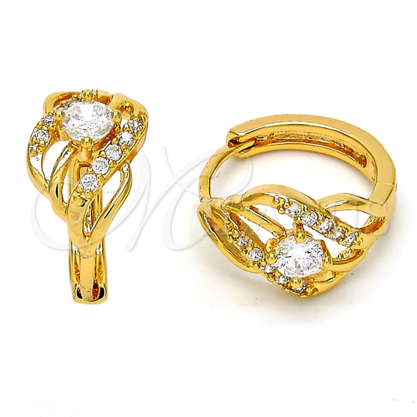 Argolla Pequeña 02.237.0012.15 Oro Laminado, con Blanca Zirconia Cubica, Pulido, Tono Dorado