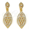 Arete Colgante 02.206.0052 Oro Laminado, Diseño de Oja, con Blanca Zirconia Cubica, Pulido, Tono Dorado