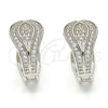 Argolla Huggie 02.217.0027.1.20 Rodio Laminado, con Micro Pave Blanca, Pulido, Rodinado