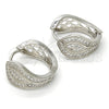 Argolla Huggie 02.217.0027.1.20 Rodio Laminado, con Micro Pave Blanca, Pulido, Rodinado