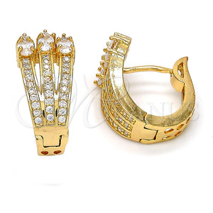 Argolla Huggie 02.217.0028.15 Oro Laminado, con Blanca Micro Pave, Pulido, Tono Dorado