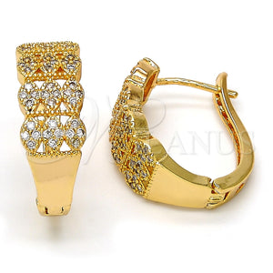 Argolla Huggie 02.217.0033.20 Oro Laminado, con Blanca Micro Pave, Pulido, Tono Dorado