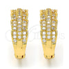 Argolla Huggie 02.217.0034.20 Oro Laminado, con Blanca Micro Pave, Pulido, Tono Dorado