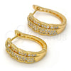 Argolla Huggie 02.217.0034.20 Oro Laminado, con Blanca Micro Pave, Pulido, Tono Dorado