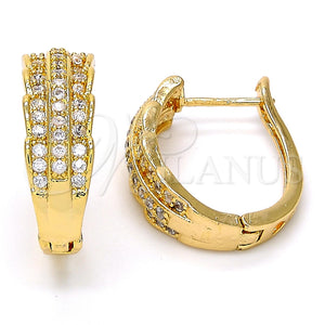 Argolla Huggie 02.217.0034.20 Oro Laminado, con Blanca Micro Pave, Pulido, Tono Dorado