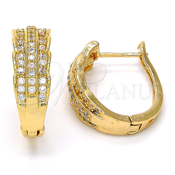 Argolla Huggie 02.217.0034.20 Oro Laminado, con Blanca Micro Pave, Pulido, Tono Dorado