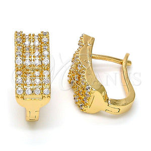 Argolla Huggie 02.217.0035.15 Oro Laminado, con Blanca Micro Pave, Pulido, Tono Dorado