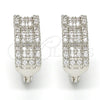 Argolla Huggie 02.217.0035.1.15 Rodio Laminado, con Micro Pave Blanca, Pulido, Rodinado