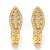 Argolla Huggie 02.217.0037.15 Oro Laminado, Diseño de Corazón, con Blanca Micro Pave, Pulido, Tono Dorado