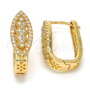 Argolla Huggie 02.217.0037.15 Oro Laminado, Diseño de Corazón, con Blanca Micro Pave, Pulido, Tono Dorado