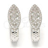 Argolla Huggie 02.217.0037.1.15 Rodio Laminado, Diseño de Corazón, con Micro Pave Blanca, Pulido, Rodinado