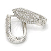 Argolla Huggie 02.217.0037.1.15 Rodio Laminado, Diseño de Corazón, con Micro Pave Blanca, Pulido, Rodinado