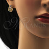 Argolla Huggie 02.237.0015.1.15 Oro Laminado, Diseño de Llave Griega, con Zirconia Cubica Multicolor, Pulido, Tono Dorado