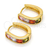 Argolla Huggie 02.237.0018.1.15 Oro Laminado, con Multicolor Zirconia Cubica, Pulido, Tono Dorado