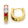 Argolla Huggie 02.237.0018.1.15 Oro Laminado, con Multicolor Zirconia Cubica, Pulido, Tono Dorado