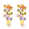 Argolla Huggie 02.237.0021.1.15 Oro Laminado, Diseño de Baguette, con Multicolor Zirconia Cubica, Pulido, Tono Dorado