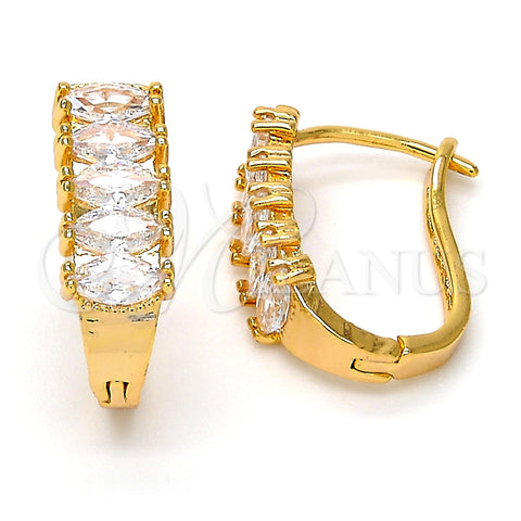 Argolla Huggie 02.237.0023.15 Oro Laminado, con Blanca Zirconia Cubica, Pulido, Tono Dorado