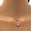 Collares con Dije 04.239.0048.16 Rodio Laminado, Diseño de Flor, con Swarovski Elements Light Rose y Zirconia Cubica Blanca, Pulido, Rodinado (Grosor 01 MM, 16 Pulgadas de Largo)