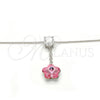 Collares con Dije 04.239.0048.16 Rodio Laminado, Diseño de Flor, con Swarovski Elements Light Rose y Zirconia Cubica Blanca, Pulido, Rodinado (Grosor 01 MM, 16 Pulgadas de Largo)