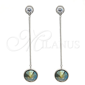 Arete Largo 02.239.0024.2 Rodio Laminado, con Swarovski Elements Black Diamond y Zirconia Cubica Blanca, Pulido, Rodinado