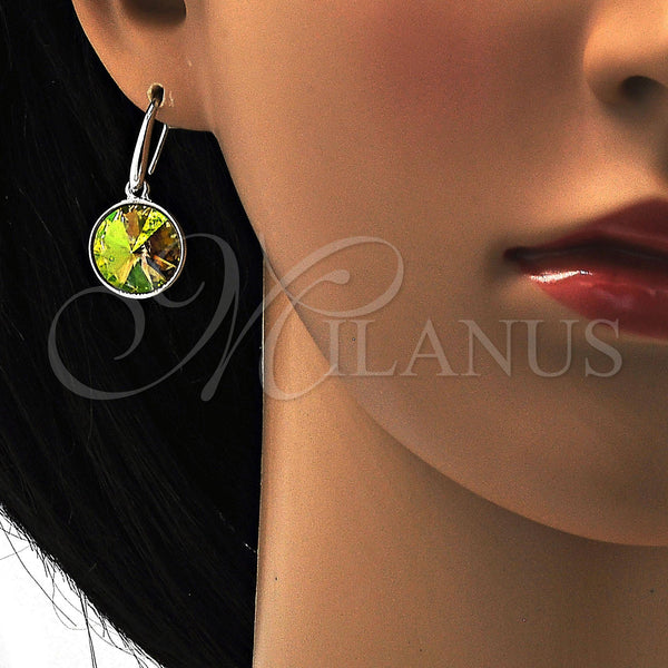 Arete Colgante 02.239.0001.3 Rodio Laminado, con Swarovski Elements Luminous Green, Pulido, Rodinado