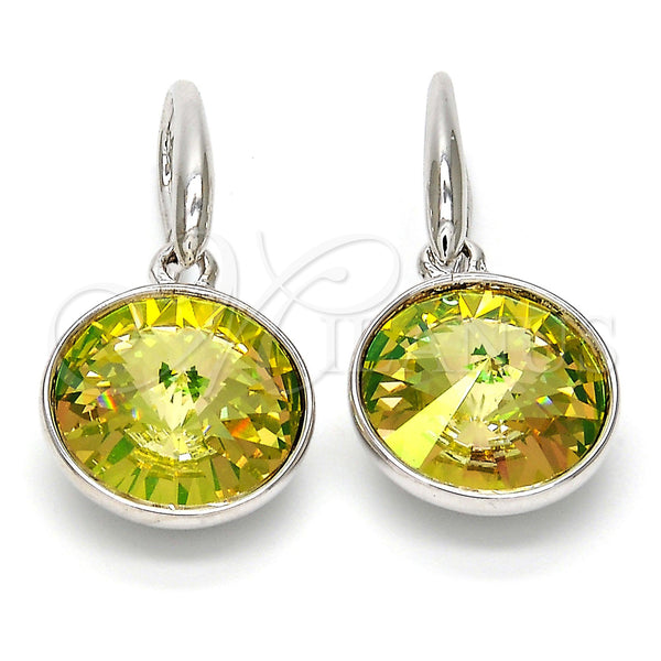 Arete Colgante 02.239.0001.3 Rodio Laminado, con Swarovski Elements Luminous Green, Pulido, Rodinado