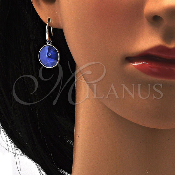 Arete Colgante 02.239.0001.5 Rodio Laminado, con Swarovski Elements Blue Zircon, Pulido, Rodinado