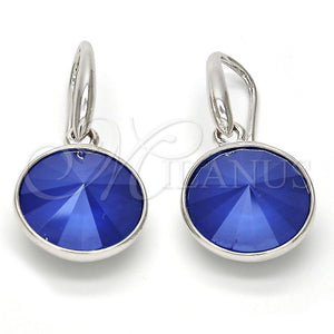 Arete Colgante 02.239.0001.5 Rodio Laminado, con Swarovski Elements Blue Zircon, Pulido, Rodinado