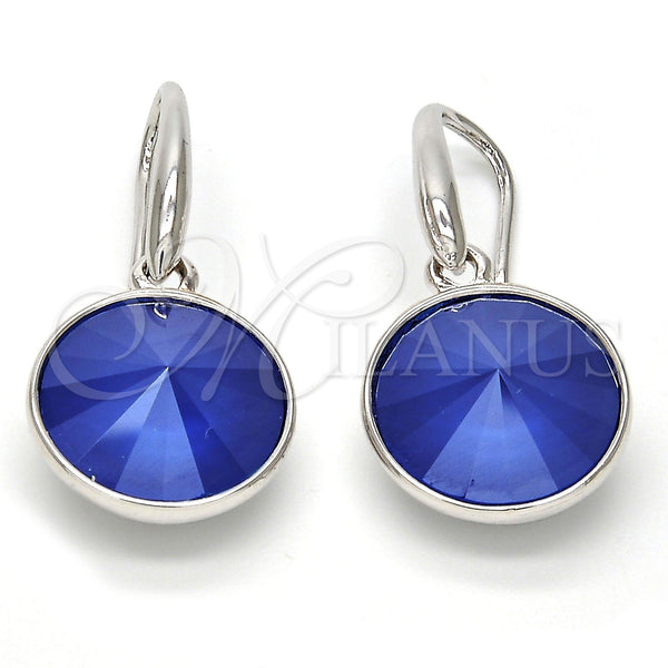 Arete Colgante 02.239.0001.5 Rodio Laminado, con Swarovski Elements Blue Zircon, Pulido, Rodinado