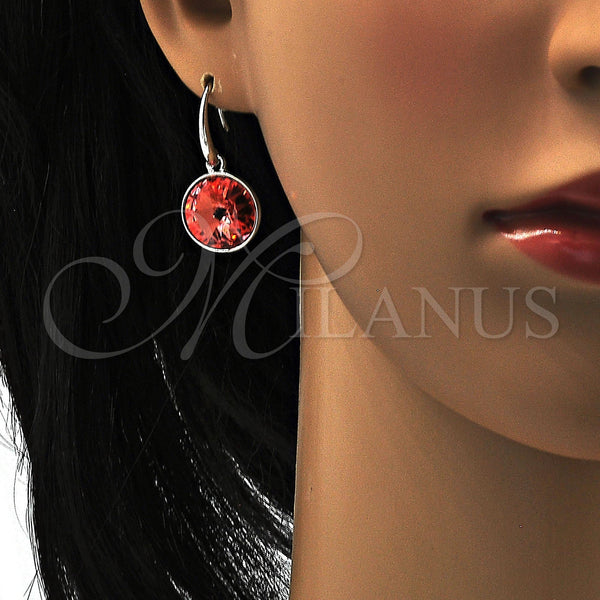 Arete Colgante 02.239.0001.8 Rodio Laminado, con Swarovski Elements Rose Peach, Pulido, Rodinado