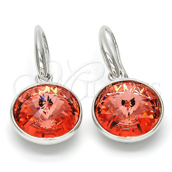 Arete Colgante 02.239.0001.8 Rodio Laminado, con Swarovski Elements Rose Peach, Pulido, Rodinado