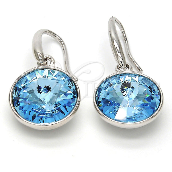 Arete Colgante 02.239.0001.9 Rodio Laminado, con Swarovski Elements Aquamarine, Pulido, Rodinado