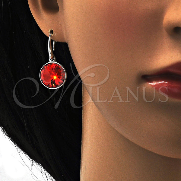 Arete Colgante 02.239.0001.11 Rodio Laminado, con Swarovski Elements Padparadscha, Pulido, Rodinado