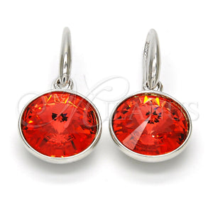Arete Colgante 02.239.0001.11 Rodio Laminado, con Swarovski Elements Padparadscha, Pulido, Rodinado