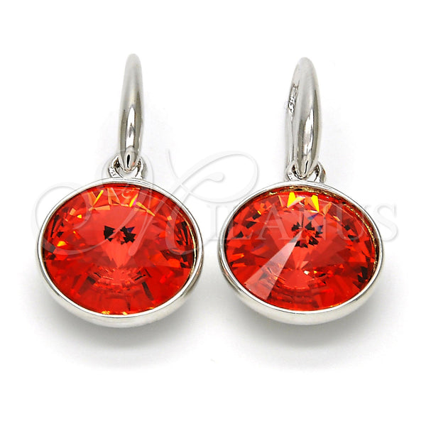 Arete Colgante 02.239.0001.11 Rodio Laminado, con Swarovski Elements Padparadscha, Pulido, Rodinado