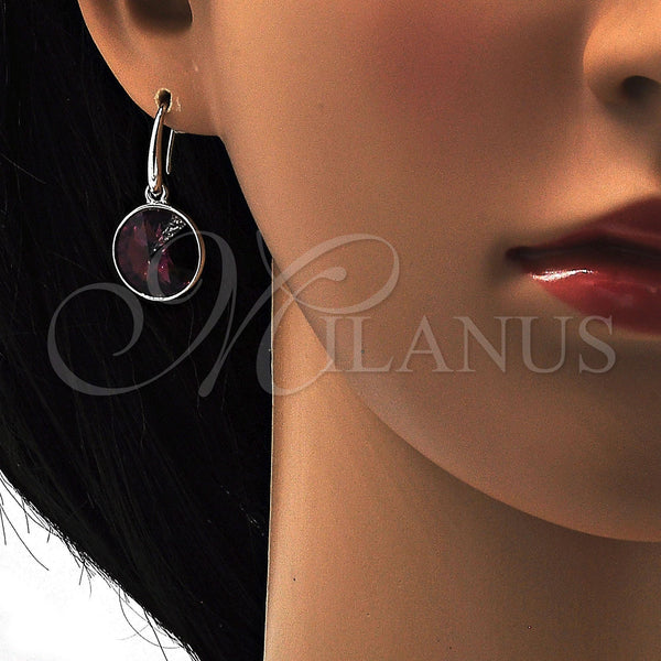 Arete Colgante 02.239.0001.12 Rodio Laminado, con Swarovski Elements Amethyst, Pulido, Rodinado