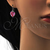 Arete Colgante 02.239.0003.2 Rodio Laminado, Diseño de Corazón, con Swarovski Elements Rose, Pulido, Rodinado