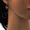 Arete Colgante 02.239.0003.2 Rodio Laminado, Diseño de Corazón, con Swarovski Elements Rose, Pulido, Rodinado